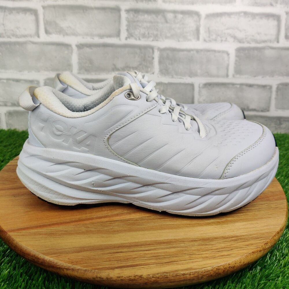 Hoka One One Bondi SR Mens 7 2E White Slip Resistant Leather Industrial Work